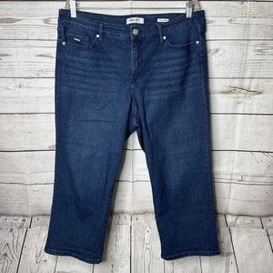 Nine West Jeans Womens 16 Chrystie Capri Blue Dark Wash High Rise Denim